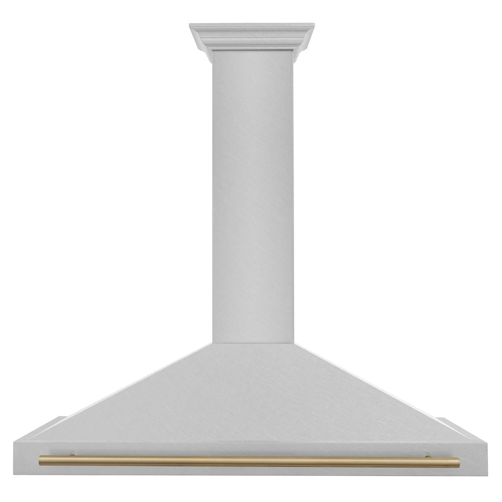 ZLINE 48 in. Autograph Edition Convertible Fingerprint Resistant DuraSnow® Stainless Steel Range Hood with Champagne Bronze Handle (KB4SNZ-48-CB)