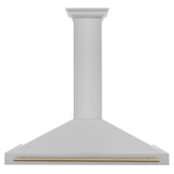 ZLINE 48 in. Autograph Edition Convertible Fingerprint Resistant DuraSnow® Stainless Steel Range Hood with Champagne Bronze Handle (KB4SNZ-48-CB)