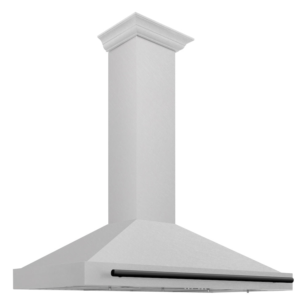 ZLINE 48 in. Autograph Edition Convertible Fingerprint Resistant DuraSnow® Stainless Steel Range Hood with Matte Black Handle (KB4SNZ-48-MB)