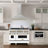 ZLINE 48 in. Autograph Edition Convertible Fingerprint Resistant DuraSnow® Stainless Steel Range Hood with Champagne Bronze Handle (KB4SNZ-48-CB)