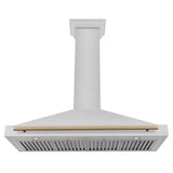 ZLINE 48 in. Autograph Edition Convertible Fingerprint Resistant DuraSnow® Stainless Steel Range Hood with Champagne Bronze Handle (KB4SNZ-48-CB)