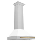 ZLINE 30 in. Autograph Edition Convertible Stainless Steel Range Hood with White Matte Shell and Champagne Bronze Accents (KB4STZ-WM30-CB)