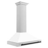 ZLINE 36 in.Autograph Edition Convertible Stainless Steel Range Hood with White Matte Shell and Matte Black Accents (KB4STZ-WM36-MB)
