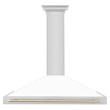 ZLINE 48 in. Autograph Edition Convertible Stainless Steel Range Hood with White Matte Shell and Polished Gold Accents (KB4STZ-WM48-G)