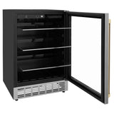 ZLINE Autograph Edition 24" Monument 154 Can Beverage Fridge in Stainless Steel with Champagne Bronze Accents (RBVZ-US-24-CB)