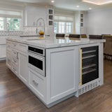 ZLINE 24" Autograph Edition Dual Zone 44-Bottle Wine Cooler in Stainless Steel with Wood Shelf and Polished Gold  Accents (RWVZ-UD-24-G)