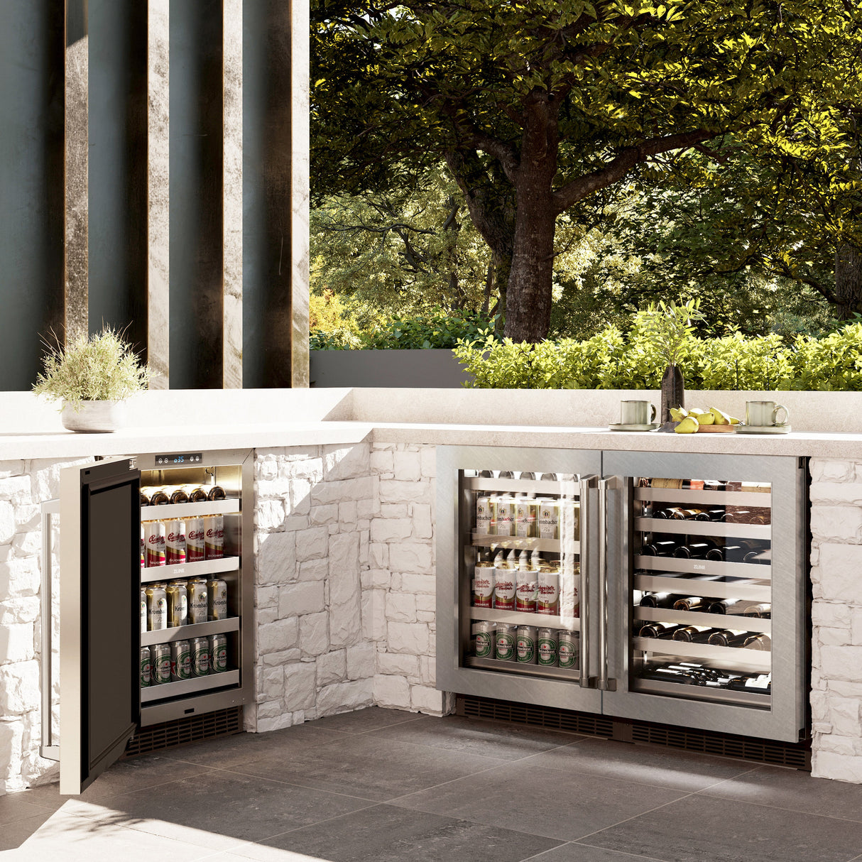 ZLINE 24 in. Touchstone 151 Can Beverage Fridge With Satin Stainless Steel Glass Door (RBSO-SN-24)