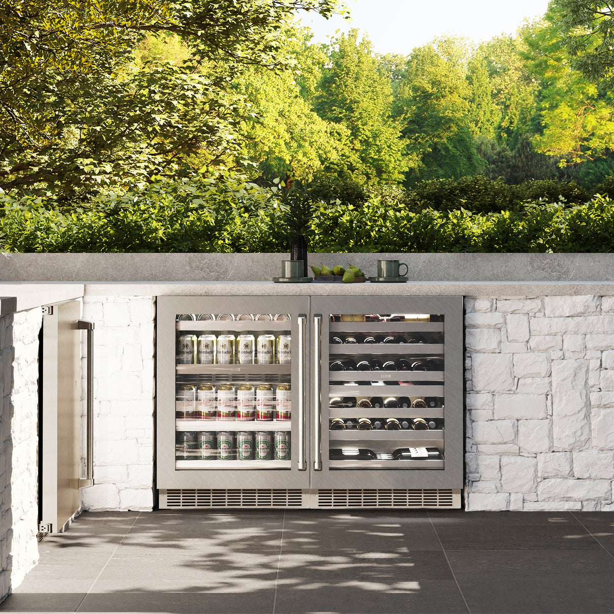 ZLINE 24 in. Touchstone 151 Can Beverage Fridge With Satin Stainless Steel Glass Door (RBSO-SN-24)