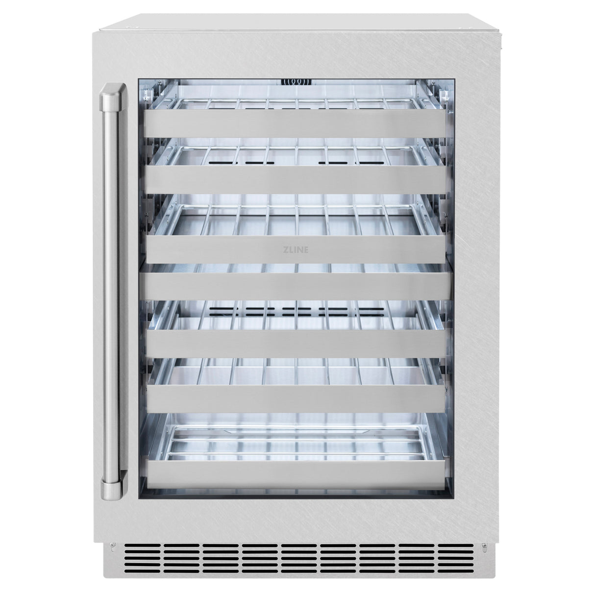 ZLINE 24 in. Touchstone Dual Zone 44 Bottle Wine Cooler with Satin Stainless Steel Glass Door (RWDO-SN-24)