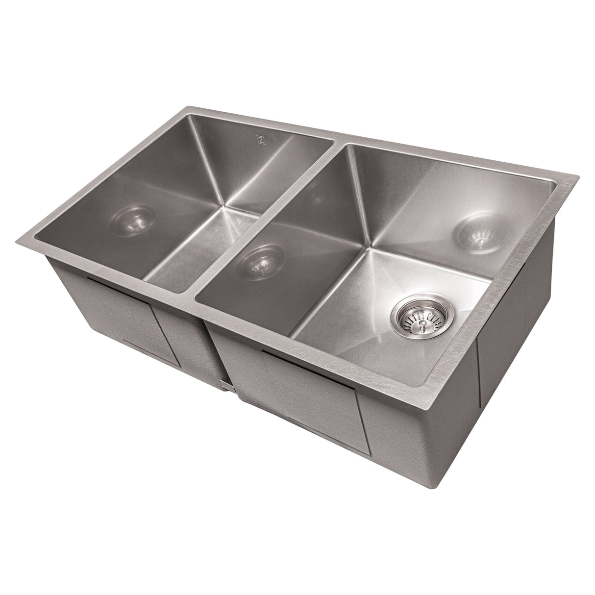 ZLINE 33 in. Anton Undermount Double Bowl Satin Stainless Steel Kitchen Sink with Bottom Grid (SR50D-33S)