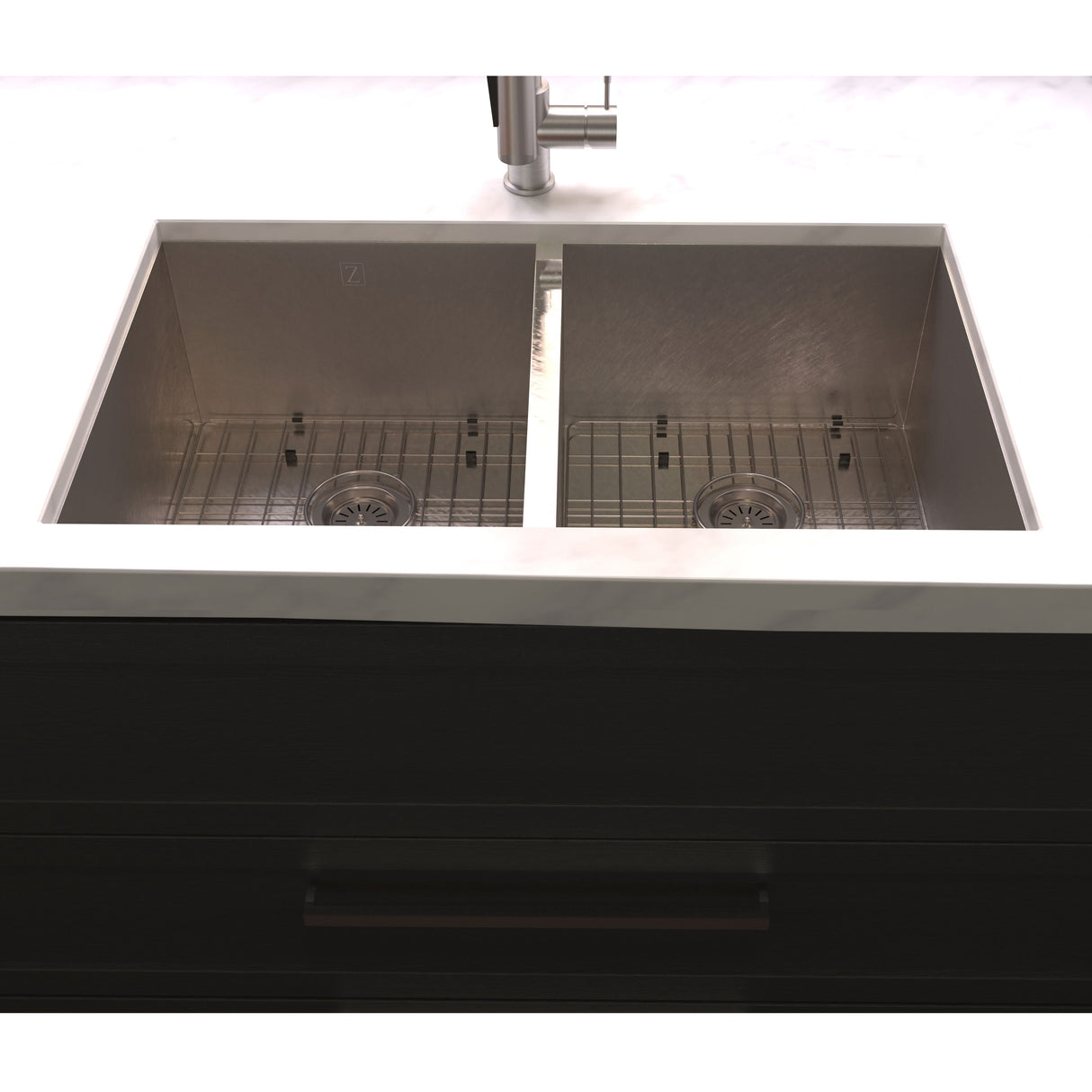 ZLINE 36 in. Anton Undermount Double Bowl Satin Stainless Steel Kitchen Sink with Bottom Grid (SR50D-36S)
