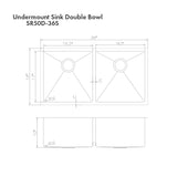 ZLINE 36 in. Anton Undermount Double Bowl Satin Stainless Steel Kitchen Sink with Bottom Grid (SR50D-36S)
