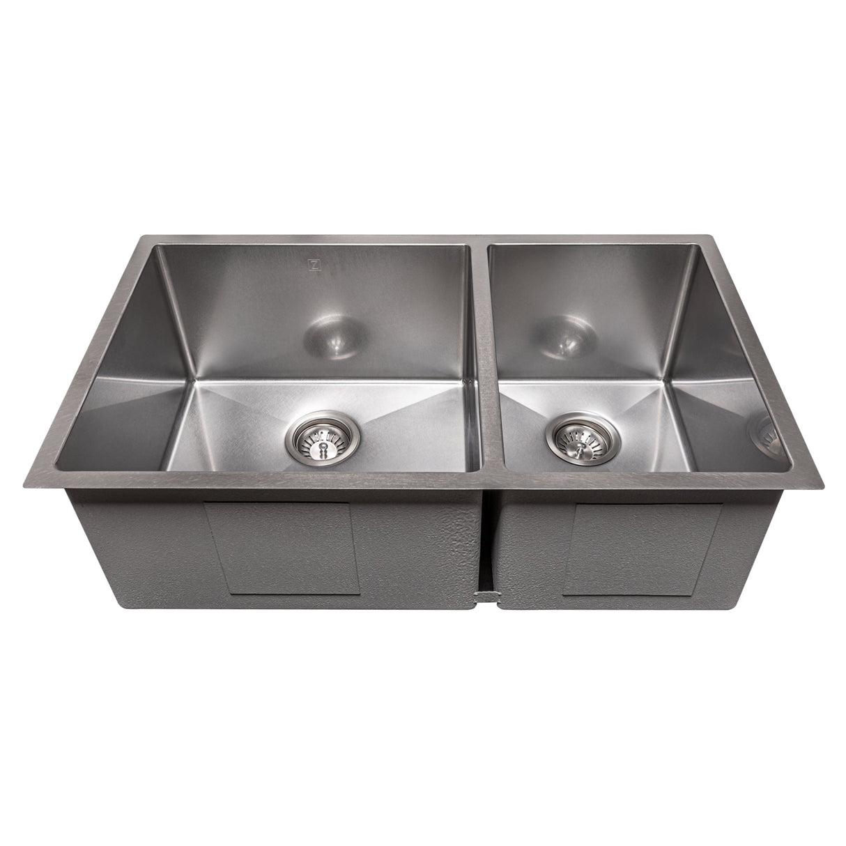 ZLINE 33 in. Chamonix Undermount Double Bowl Satin Stainless Steel Kitchen Sink with Bottom Grid (SR60D-33S)