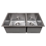 ZLINE 33 in. Chamonix Undermount Double Bowl Satin Stainless Steel Kitchen Sink with Bottom Grid (SR60D-33S)