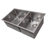 ZLINE 33 in. Chamonix Undermount Double Bowl Satin Stainless Steel Kitchen Sink with Bottom Grid (SR60D-33S)