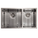 ZLINE 33 in. Chamonix Undermount Double Bowl Satin Stainless Steel Kitchen Sink with Bottom Grid (SR60D-33S)