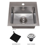 ZLINE 15 in. Donner Topmount Single Bowl Satin Stainless Steel Bar Kitchen Sink (STS-15S)