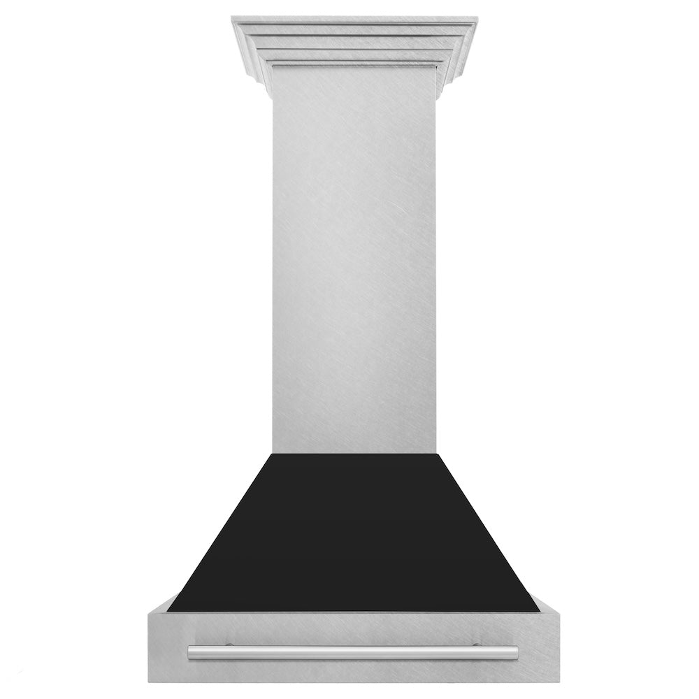ZLINE 30" Fingerprint Resistant Stainless Steel Range Hood with Black Matte Shell (8654SNX-BLM-30)