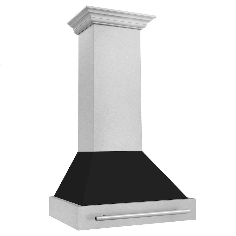 ZLINE 30" Fingerprint Resistant Stainless Steel Range Hood with Black Matte Shell (8654SNX-BLM-30)