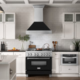ZLINE 36" Fingerprint Resistant Stainless Steel Range Hood with Black Matte Shell (8654SNX-BLM-36)