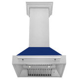 ZLINE 30" Fingerprint Resistant Stainless Steel Range Hood with Blue Gloss Shell (8654SNX-BG30)