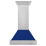 ZLINE 30" Fingerprint Resistant Stainless Steel Range Hood with Blue Gloss Shell (8654SNX-BG30)