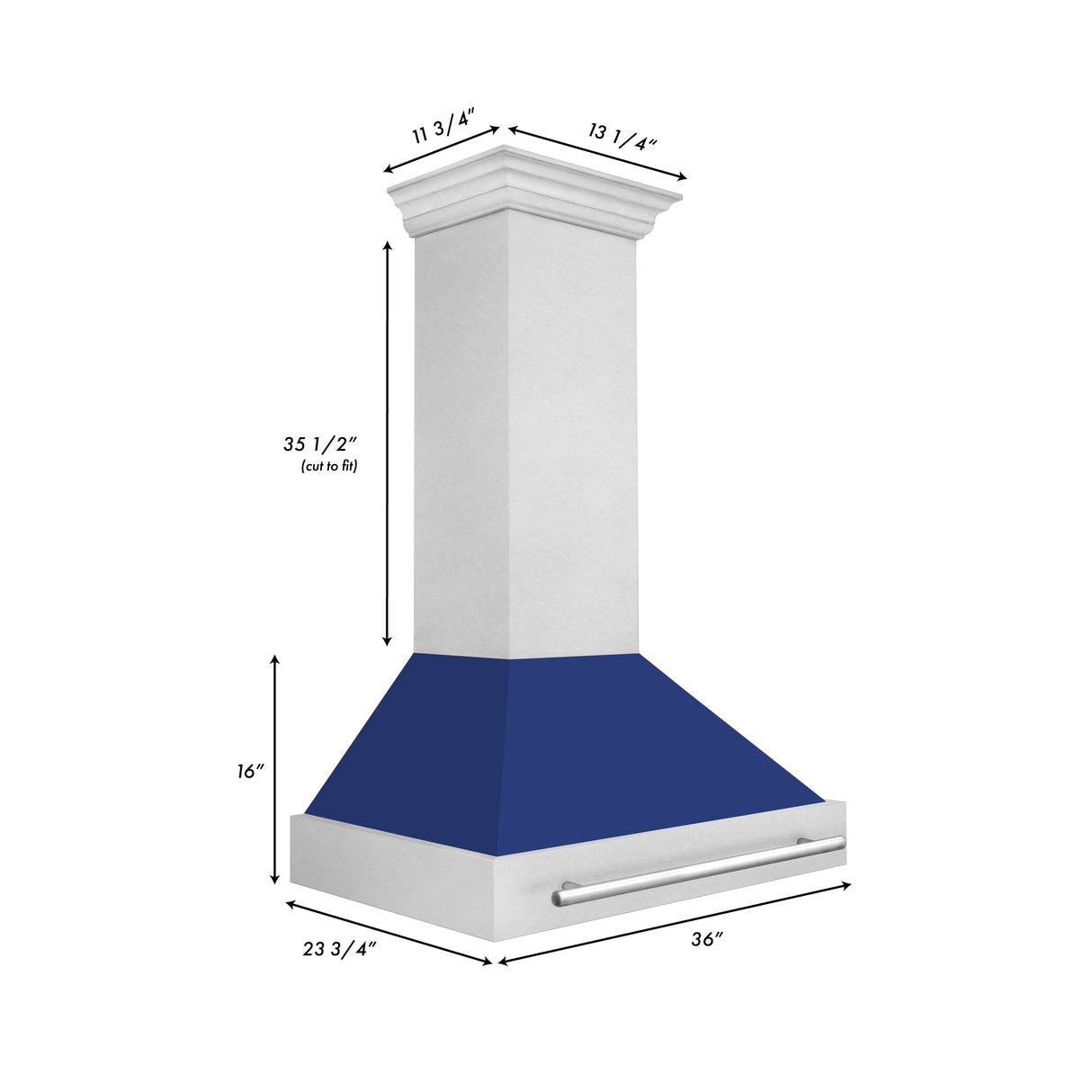 ZLINE 36" Fingerprint Resistant Stainless Steel Range Hood with Blue Gloss Shell (8654SNX-BG36)