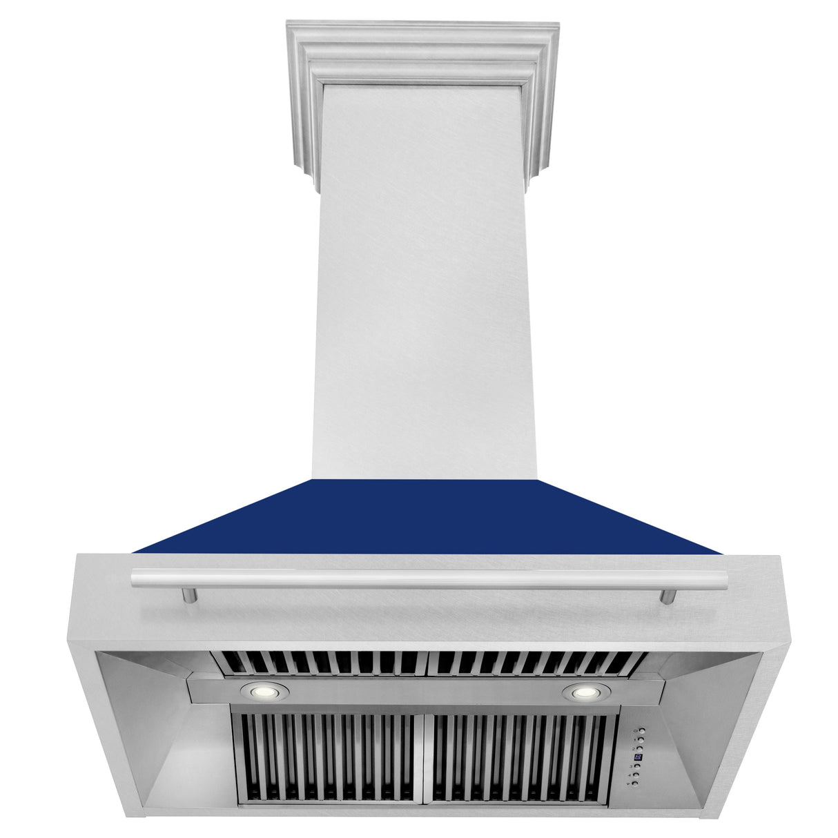ZLINE 36" Fingerprint Resistant Stainless Steel Range Hood with Blue Gloss Shell (8654SNX-BG36)