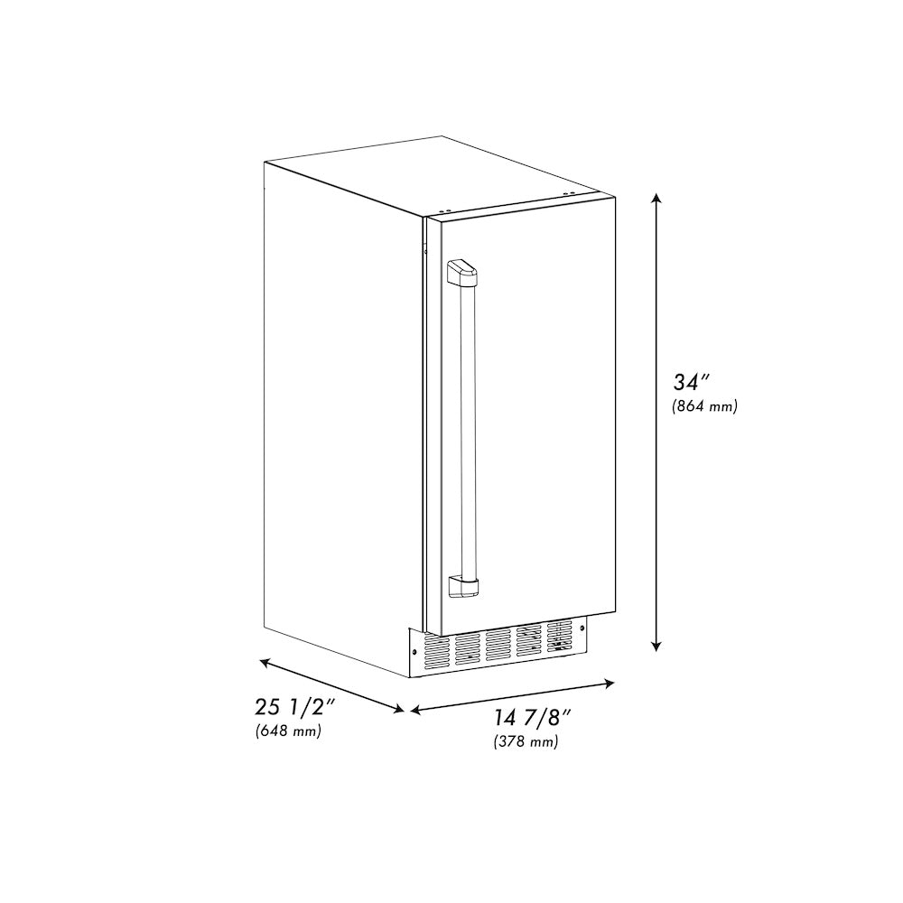 ZLINE 15 in. Touchstone Clear Cube Ice Maker with Drain Pump and Satin Stainless Steel Door (ICCD-SN-15)