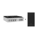 ZLINE 36 in. Legacy Gas Rangetop with 6 Burners and Porcelain Cooktop in Satin Stainless Steel with Griddle (RTS-GR-36)