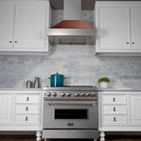 36" Ducted Fingerprint Resistant Stainless Steel Range Hood with Hand-Hammered Copper Shell (8654HH-36)