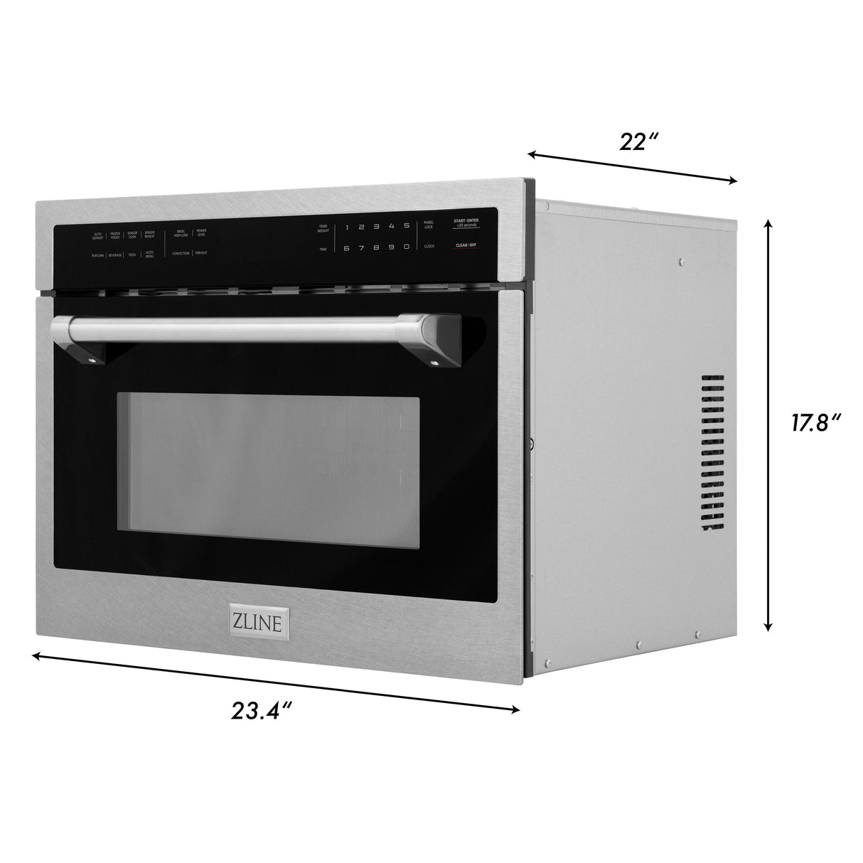 ZLINE 24 in. 1.6 cu ft. Built-in Convection Microwave Oven in Satin Stainless Steel with Speed and Sensor Cooking (MWO-24-SS)