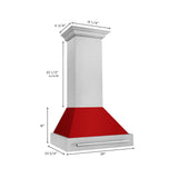 ZLINE 30" Fingerprint Resistant Stainless Steel Range Hood with Red Gloss Shell (8654SNX-RG30)