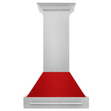 ZLINE 30" Fingerprint Resistant Stainless Steel Range Hood with Red Gloss Shell (8654SNX-RG30)