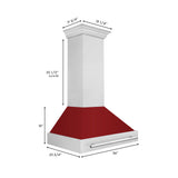 ZLINE 36" Fingerprint Resistant Stainless Steel Range Hood with Red Gloss Shell (8654SNX-RG36)