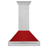 ZLINE 36" Fingerprint Resistant Stainless Steel Range Hood with Red Gloss Shell (8654SNX-RG36)
