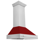 ZLINE 36" Fingerprint Resistant Stainless Steel Range Hood with Red Gloss Shell (8654SNX-RG36)