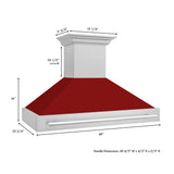 ZLINE 48" Fingerprint Resistant Stainless Steel Range Hood with Red Gloss Shell (8654SNX-RG48)