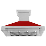 ZLINE 48" Fingerprint Resistant Stainless Steel Range Hood with Red Gloss Shell (8654SNX-RG48)