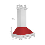 ZLINE 36" Fingerprint Resistant Stainless Steel Range Hood with Red Matte Shell (8654SNX-RM36)
