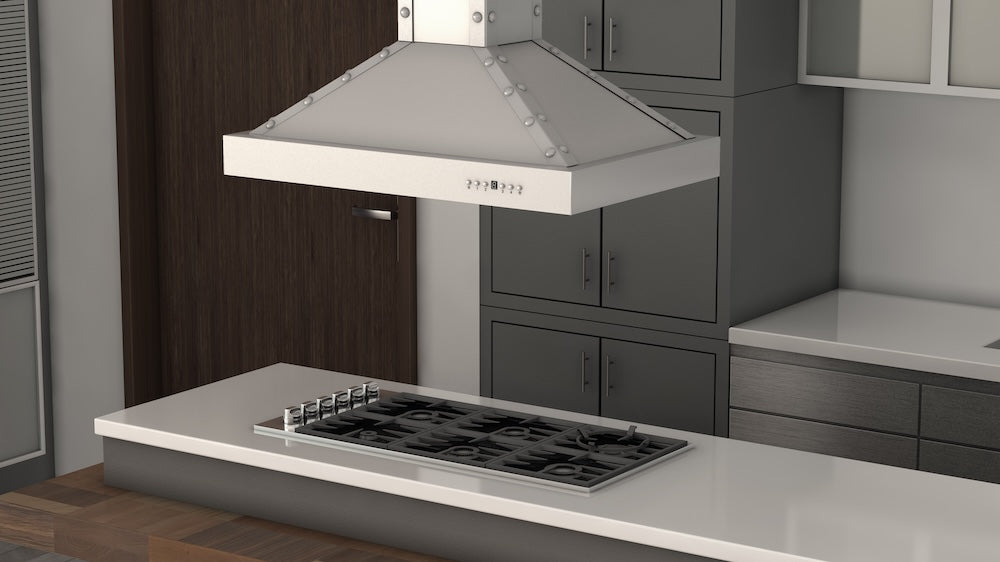 ZLINE 36 in. Designer Series Satin Stainless Steel Island Range Hood (KB2i-4SSXS-36)