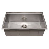 ZLINE 33 in. Garmisch Undermount Single Bowl Satin Stainless Steel Kitchen Sink with Bottom Grid and Accessories (SLS-33S)