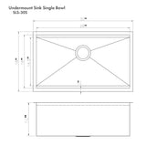 ZLINE 33 in. Garmisch Undermount Single Bowl Satin Stainless Steel Kitchen Sink with Bottom Grid and Accessories (SLS-33S)