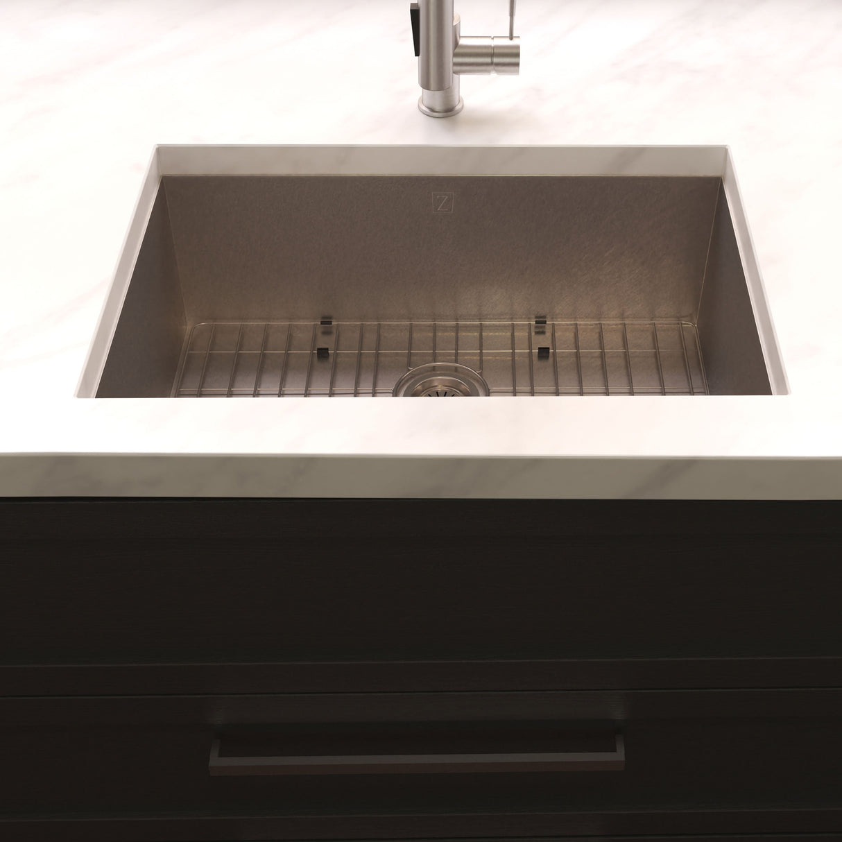 ZLINE 33 in. Meribel Undermount Single Bowl Satin Stainless Steel Kitchen Sink with Bottom Grid (SRS-33S)
