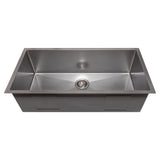 ZLINE 36 in. Meribel Undermount Single Bowl Satin Stainless Steel Kitchen Sink with Bottom Grid (SRS-36S)