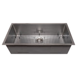 ZLINE 36 in. Meribel Undermount Single Bowl Satin Stainless Steel Kitchen Sink with Bottom Grid (SRS-36S)