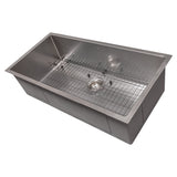 ZLINE 36 in. Meribel Undermount Single Bowl Satin Stainless Steel Kitchen Sink with Bottom Grid (SRS-36S)