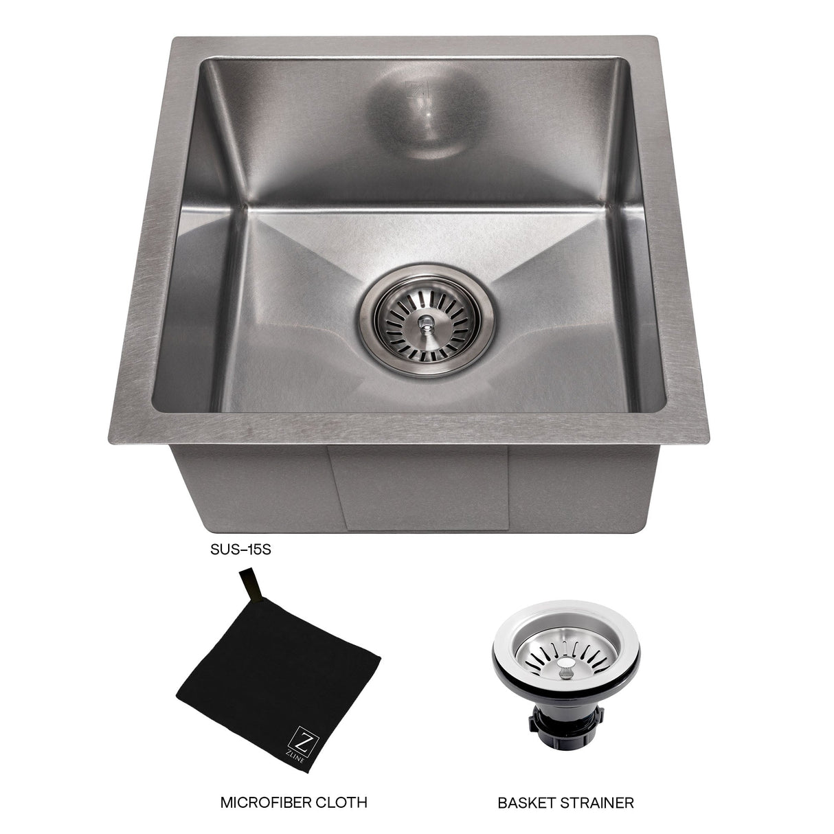 ZLINE 15 in. Boreal Undermount Single Bowl Satin Stainless Steel Bar Kitchen Sink (SUS-15S)