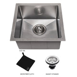 ZLINE 15 in. Boreal Undermount Single Bowl Satin Stainless Steel Bar Kitchen Sink (SUS-15S)