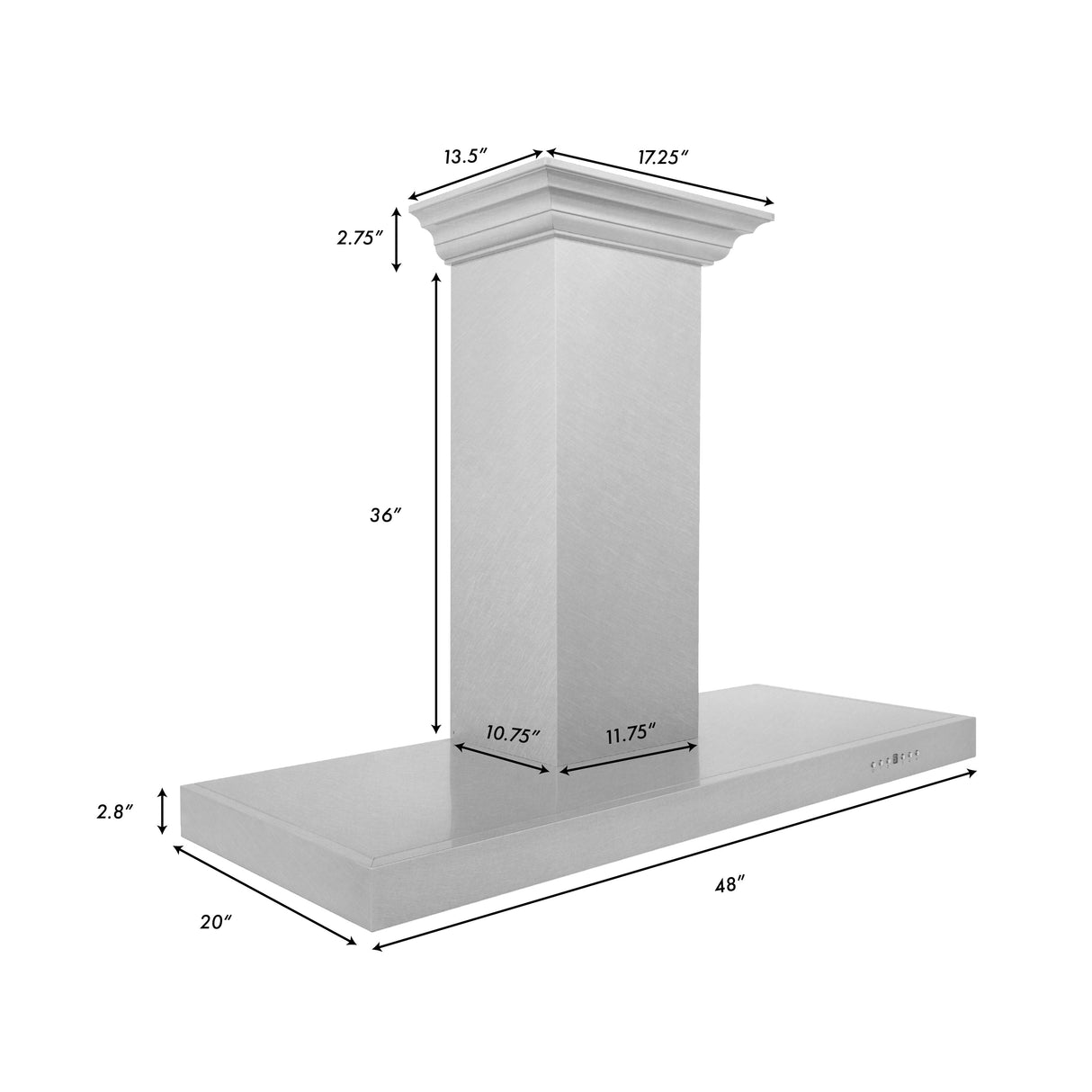 ZLINE 48 in. Ducted Wall Mount Range Hood in Satin Stainless Steel (8KES-48)